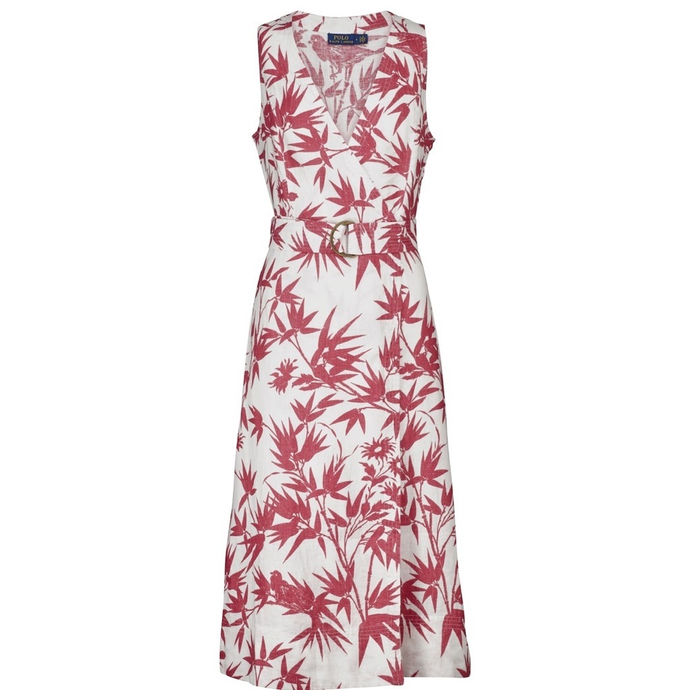 Polo by Ralph Lauren Red and White Sleeveless V-Neck Sundress